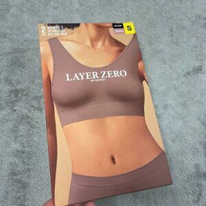 Womens Layer Zero 2-Pack Seamless Nylon Bras Small Black/Sienna d0554